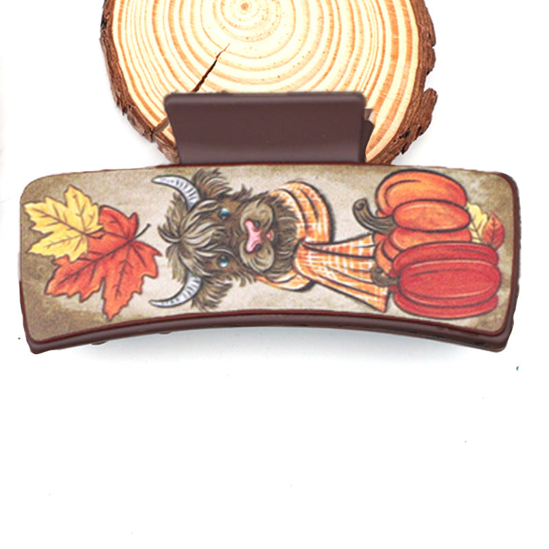 Wholesale Western Cowboy Style Cow Head Flower Pattern PU Leather Hair Clip